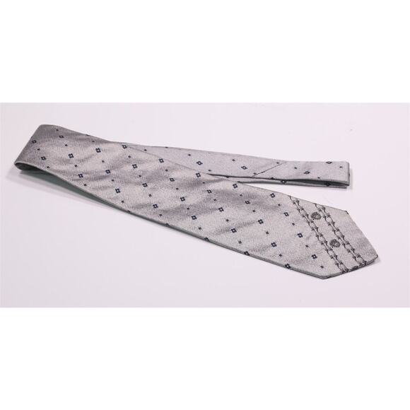 Gianni Versace Vintage 90's Silver Gray Floral Medusa Silk Necktie Tie - Picture 2 of 7